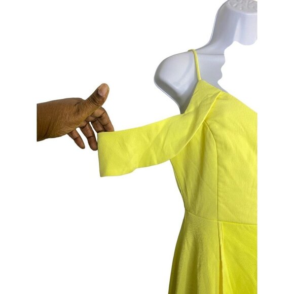Adelyn Rae Womens Yvone Yellow Fit and Flare Cold Shoulder Dress‎ Size Small - Picture 4 of 9